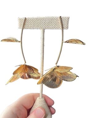 Gold Floral Drop Earrings - Women Jewelry